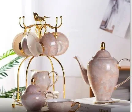 Coffee Tea And Sugar Set - طقم قهوة من البورسلين الفاخر بنقشة
