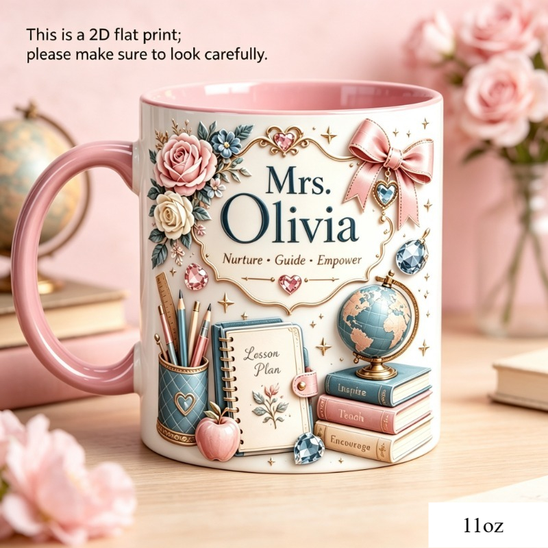 Coffee Tea Name - كوب قهوة سيراميك بتصميم مخصص للمعلمين،
