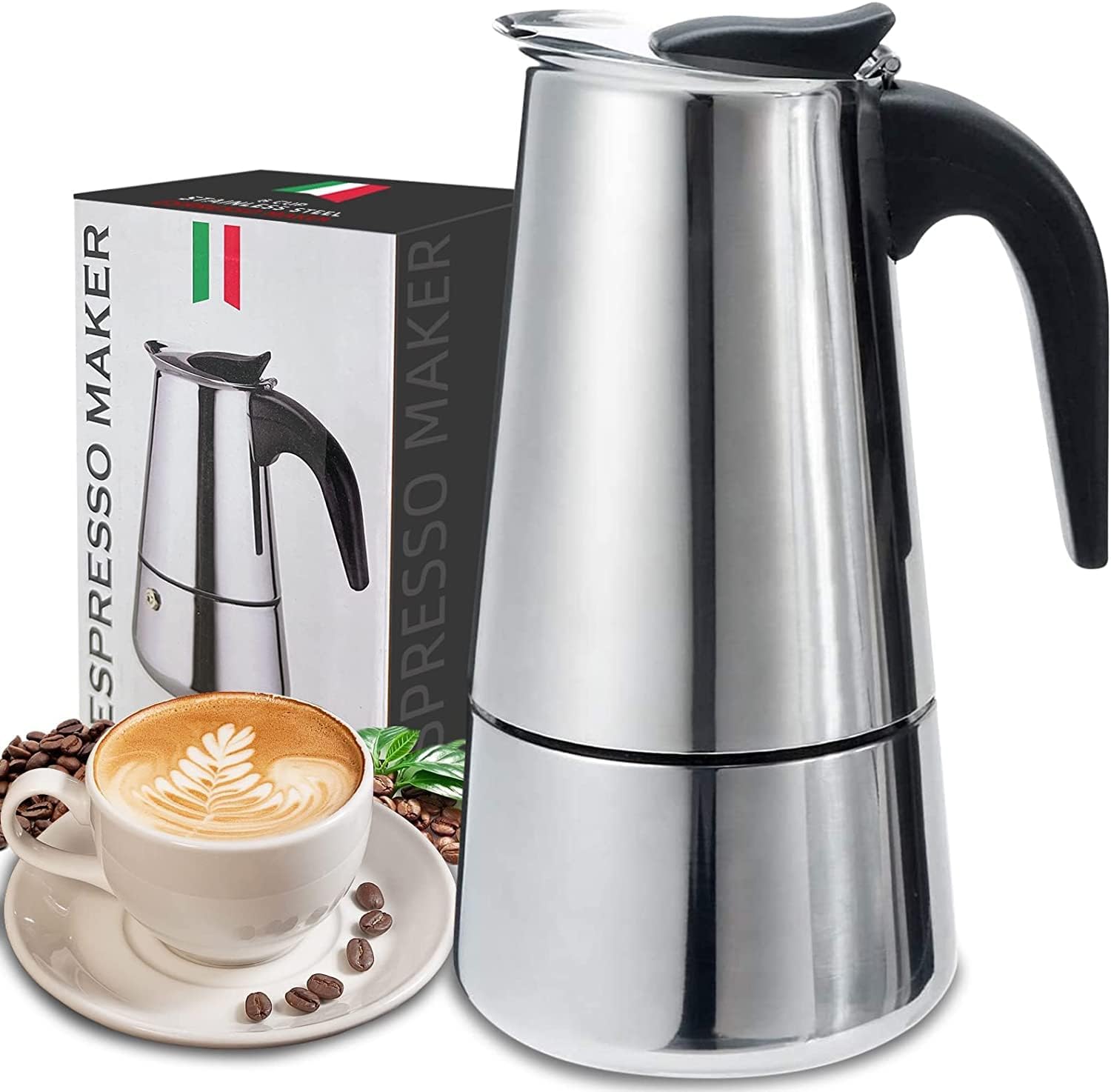 4/أكواب-ماكينة صنع قهوة موكا - مراجعة Moka Pot Stove وسعره